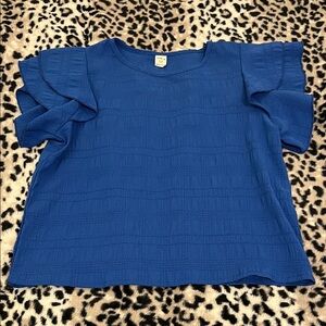 Shein Royal Blue Ruffle Sleeve Top Girls L (10)
